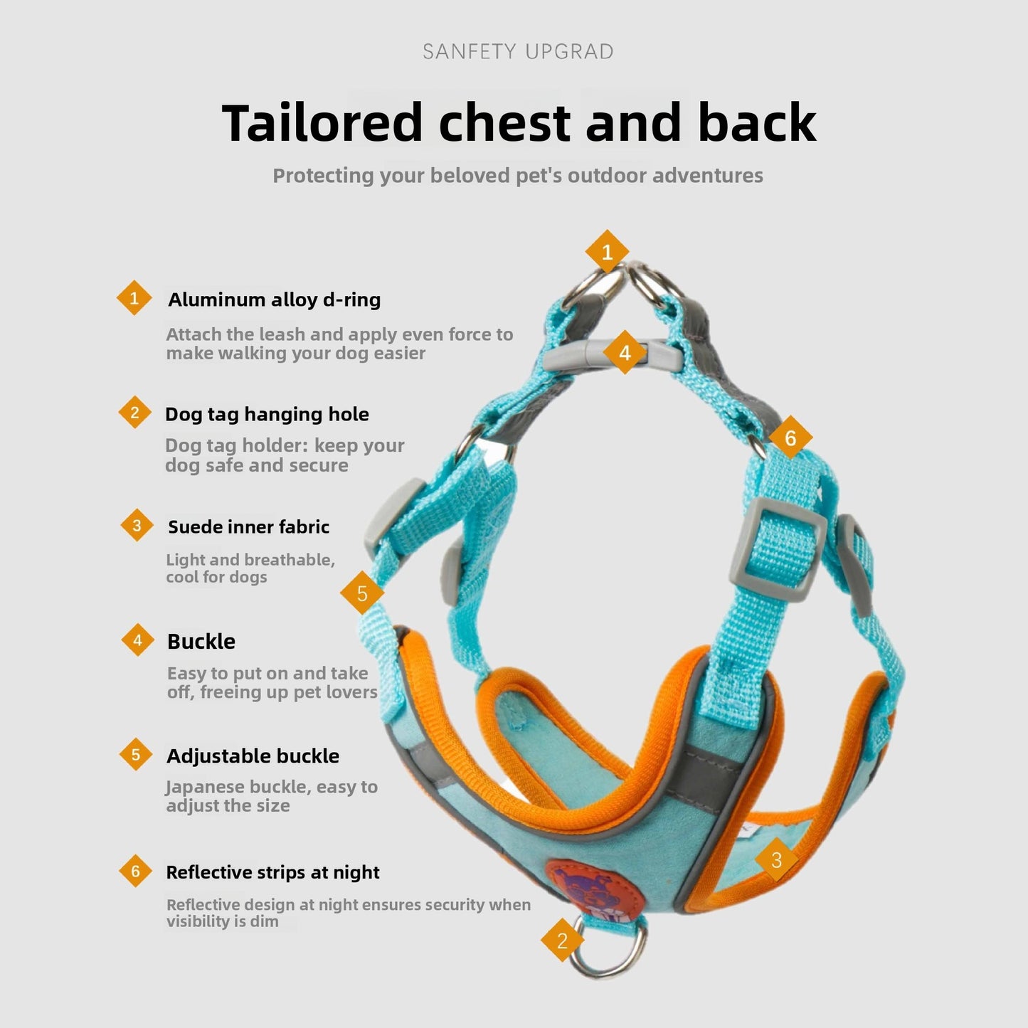 Pawfys Adjustable Reflective Dog Harness and Leash Set - Pawfectly Yours